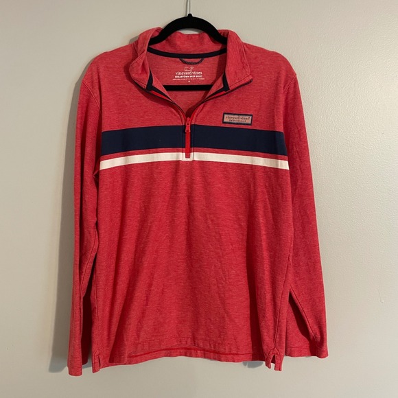 Vineyard Vines Other - Vineyard‎ Vines Edgartown Shep Shirt Mens Small Red Striped Quarter Zip Preppy